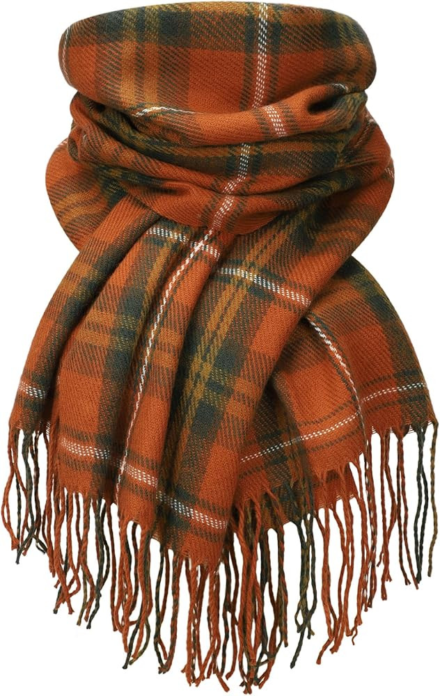 YSense Winter Scarf for Women, Fashion Long Plaid Scarves Warm Big Tartan Blanket Wrap Shawl Ladi... | Amazon (US)