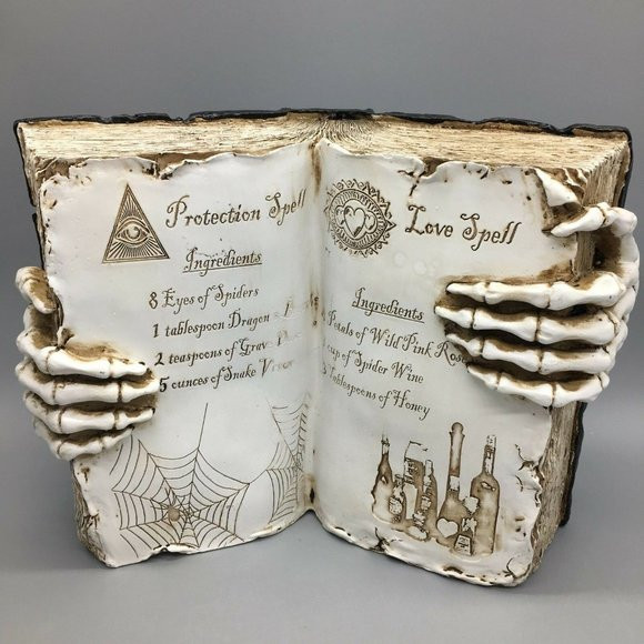 Witch Open Spell Book Love Protection Skeleton Hand Halloween Prop Decor 13" NEW | Poshmark