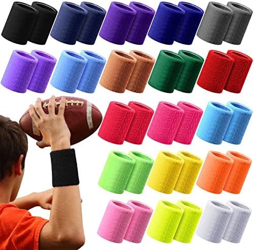 38 Pieces Colorful Sports Wristbands Football Wrist Sweatbands for Kids Women and Men Sweat Band ... | Amazon (US)