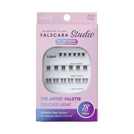 Kiss FALSCARA Studio False Eyelashes Cluster Lashes Delicate Light Black 8mm-12mm 18 Pieces | Walmart (US)