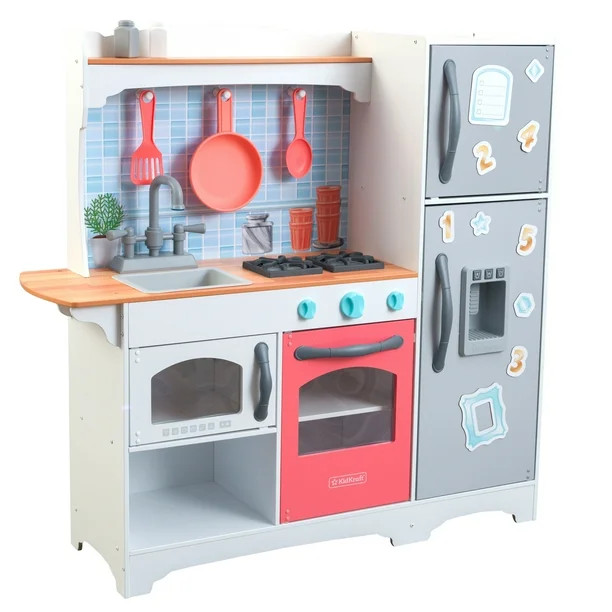 KidKraft Mosaic Magnetic Play Kitchen with EZ Kraft Assembly™ - Coral - Walmart.com | Walmart (US)