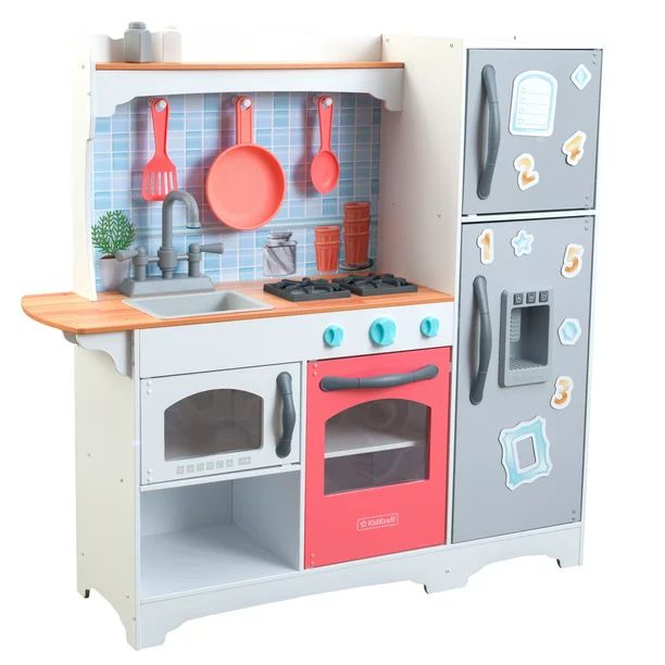 KidKraft Mosaic Magnetic Play Kitchen with EZ Kraft Assembly™ - Coral | Walmart (US)