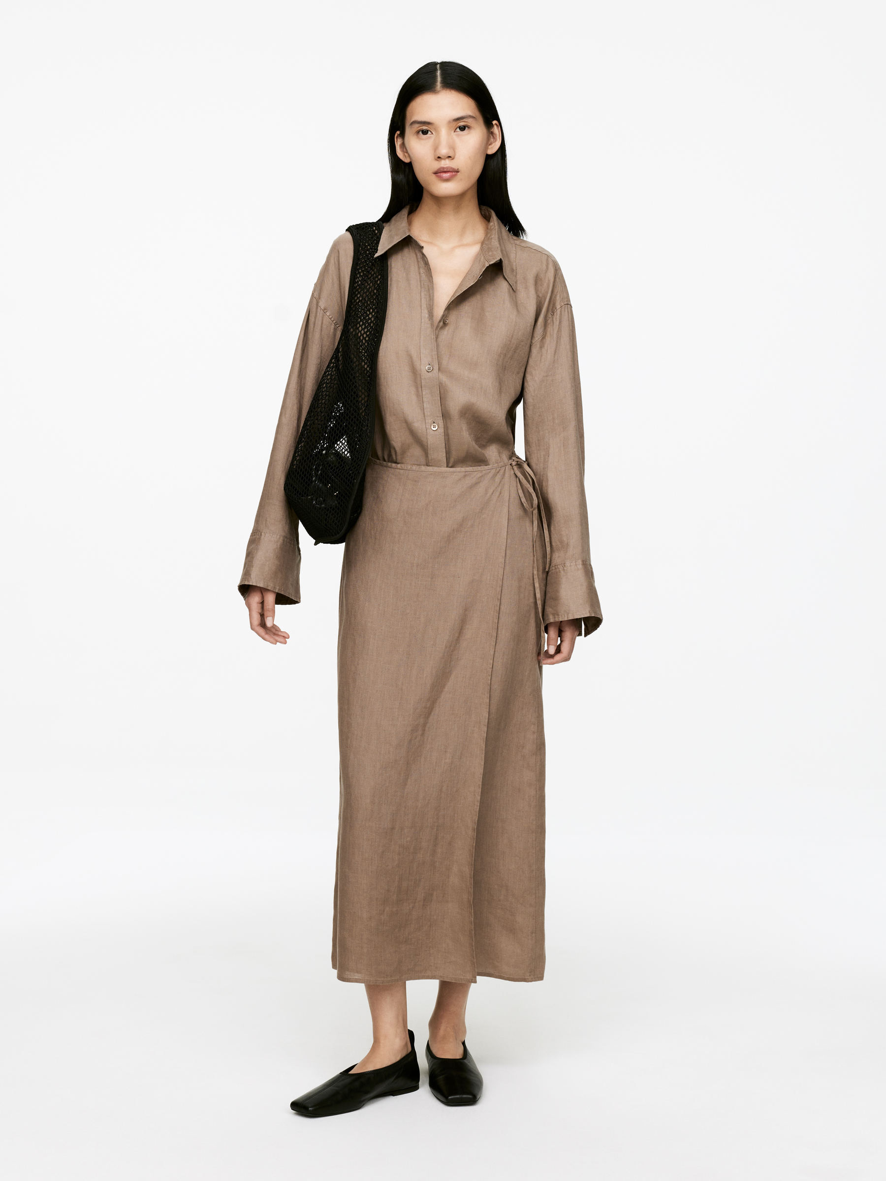 Linen Wrap Skirt – Dark Mole – Women – ARKET GB | Arket UK