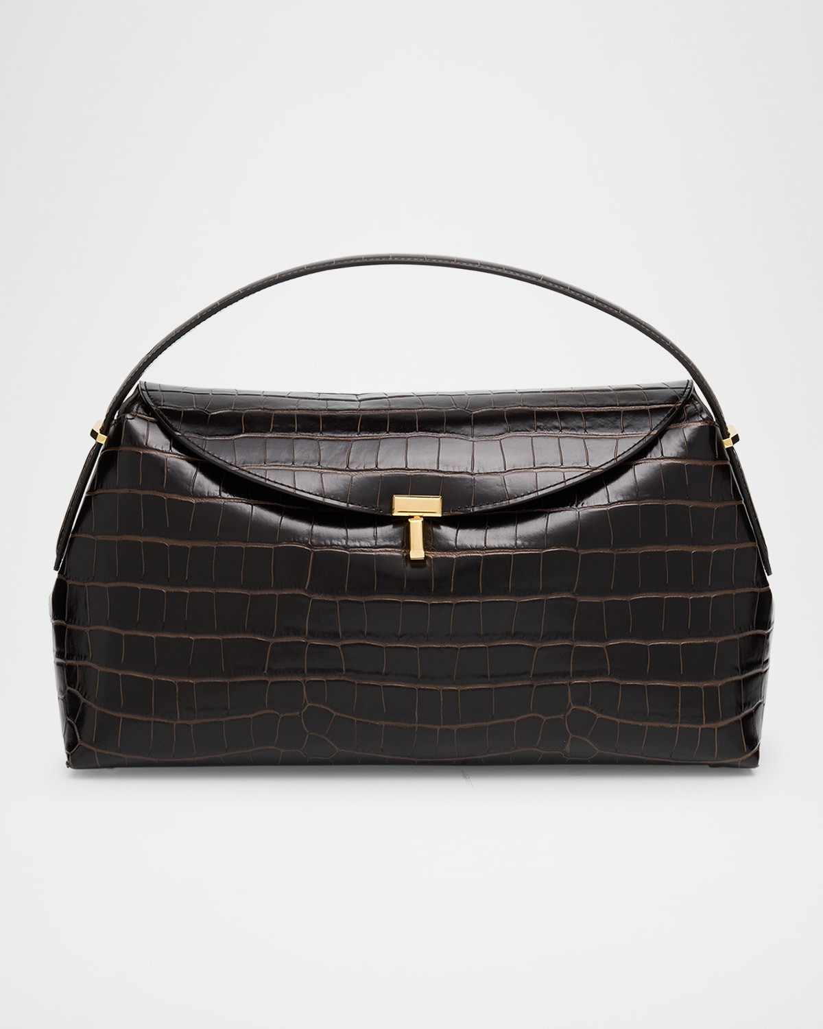 T-Lock Croc-Embossed Top-Handle Bag | Neiman Marcus
