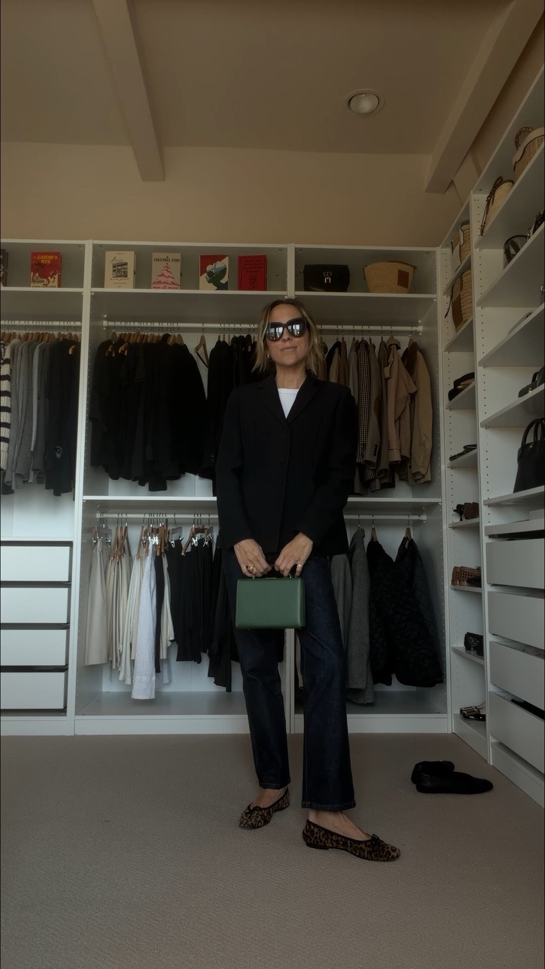 Lunch, work, kids - all in one. Black blazer is the Dior Bar jacket 