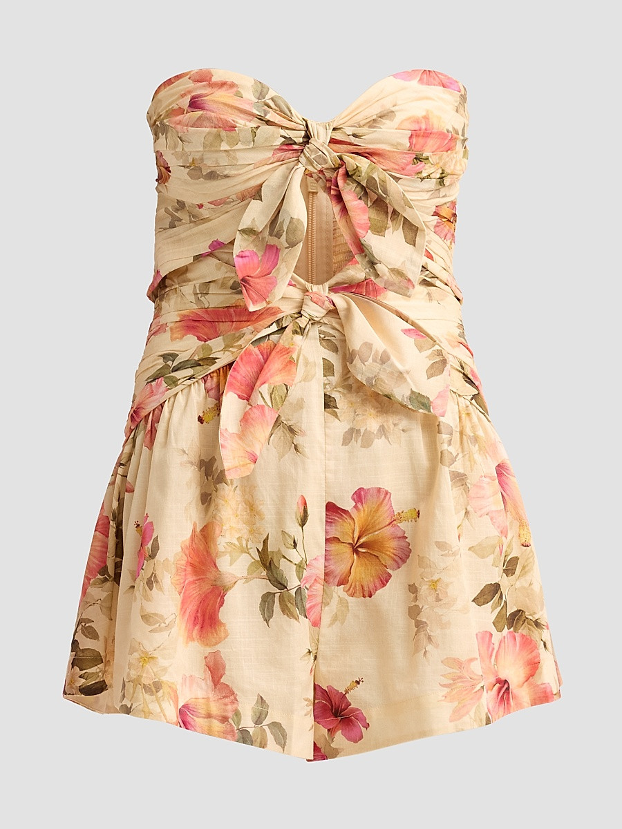 Women's Mahon Hibiscus Strapless Romper - Rosella Hibiscus Cream - Size 0 | Saks Fifth Avenue