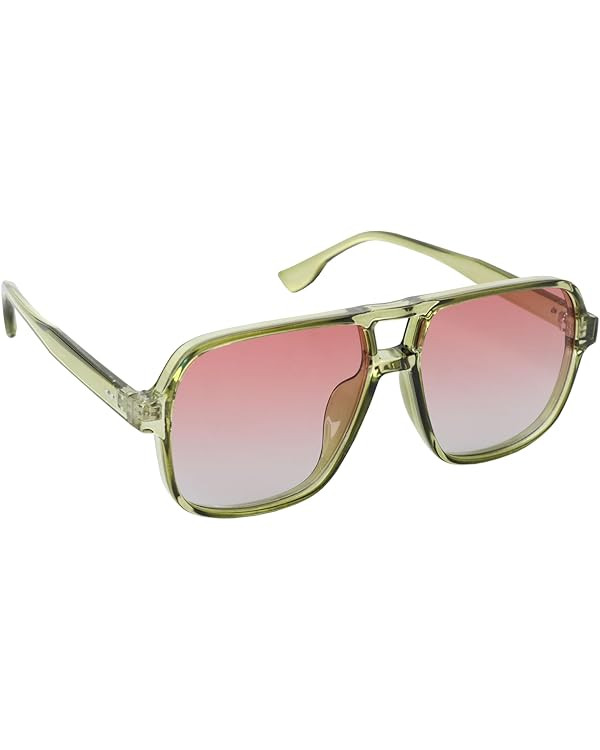 Jesiah Tinted Sunglasses, Retro 70s Double Bridge Rectangle Polarised Sunglasses Pilot Square Ove... | Amazon (UK)