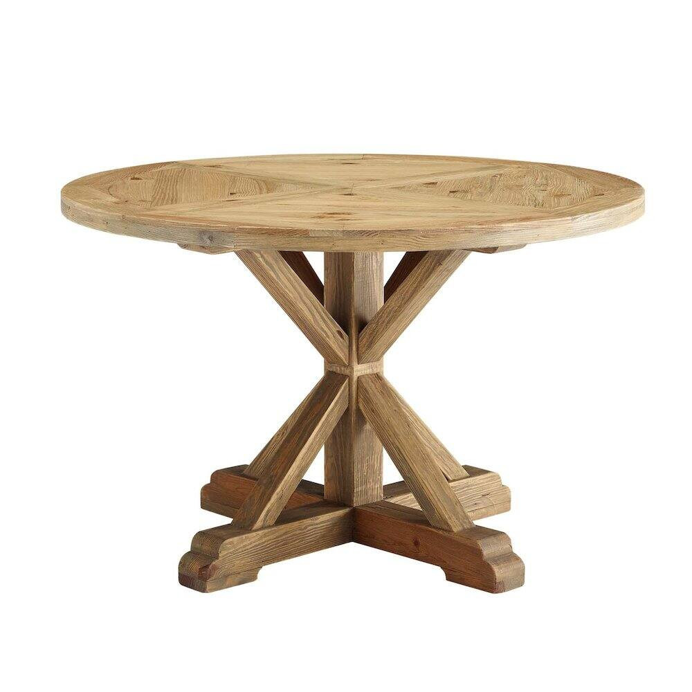 Modway - Stitch 47" Round Pine Wood Dining Table - Brown | Best Buy U.S.