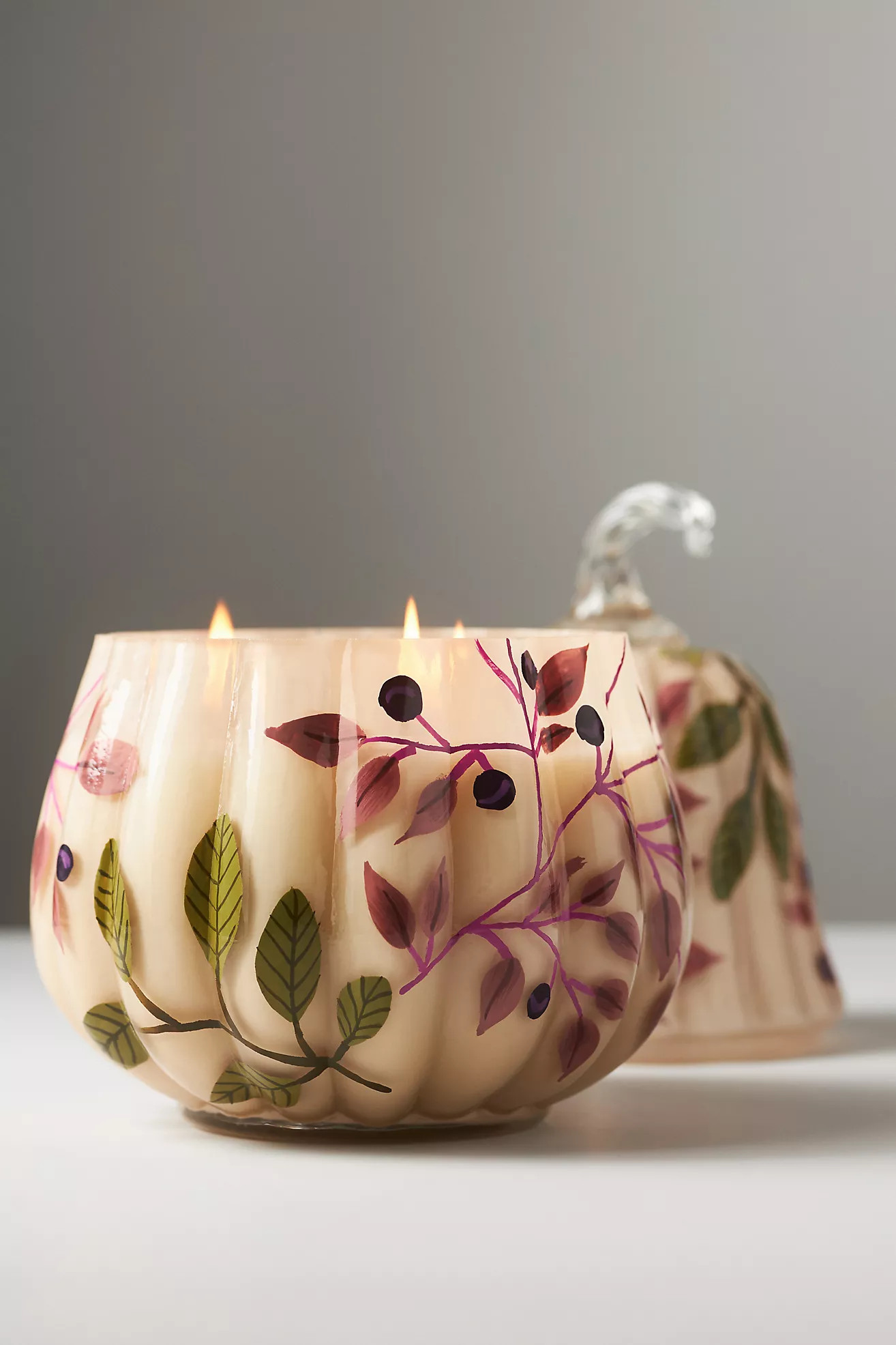 Handpainted Pumpkin & Sweet Vanilla Glass Gourd Candle | Anthropologie (US)