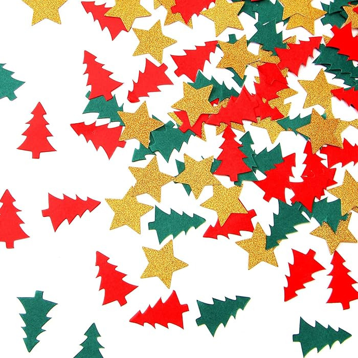 Christmas Holiday Confetti Glitter Sprinkles Red Green White Christmas Tree Star Table Confetti 3... | Amazon (US)