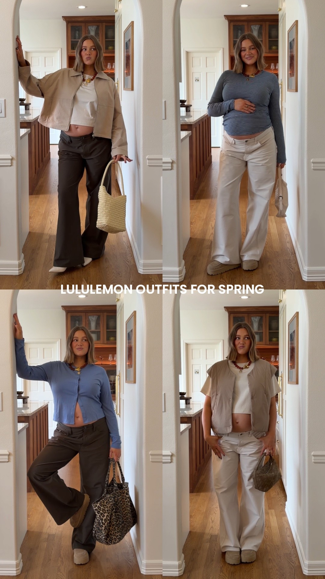 Sized up 2 in low rise pants for pregnancy, tops size 10, heels run true to size, jewelry code BRE15 🫶🏼🫶🏼 linked all the bags too!! 

#pregnancystyle #pregnant #lululemon #lowrise #bresheppard #shorthair #bumpstyle

#LTKmomlife #LTKgrwm