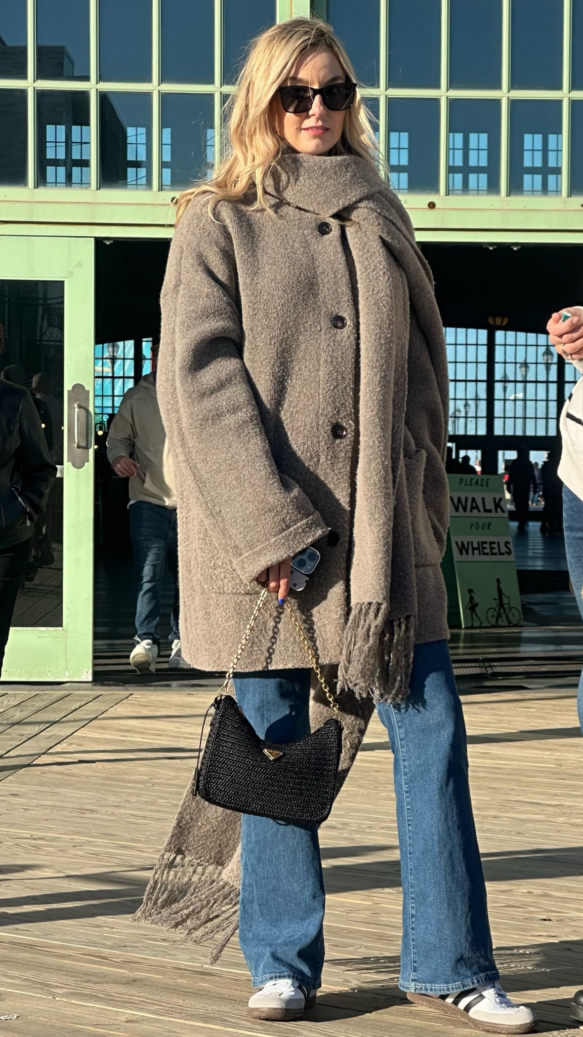 Spring outfit, wearing: 
-adidas samba sneakers 
-High waisted flare jeans 
-Knit coat with scarf

Work outfit • Sunday walk outfit • office attire • spring work outfit • Walmart Fashion • adidas samba outfit • trench coat 

#LTKSpringSale #LTKstyletip #LTKshoecrush