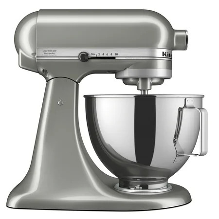 KitchenAid Deluxe Series 4.5 Quart Tilt-Head Stand Mixer with Stainless Bowl, Contour Silver, KSM97CU | Walmart (US)