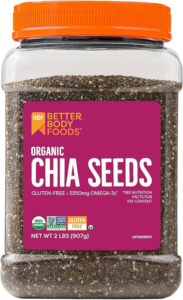 BetterBody Foods Organic Chia Seeds 2 lbs, 32 Oz, with Omega-3, Non-GMO, Gluten Free, Keto Diet F... | Amazon (US)