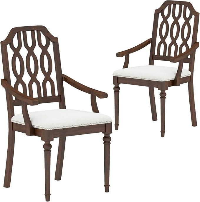 chairus Farmhouse Dining Chairs Set of 2, French Country Vintage Wooden Dining Room Chairs with A... | Amazon (US)