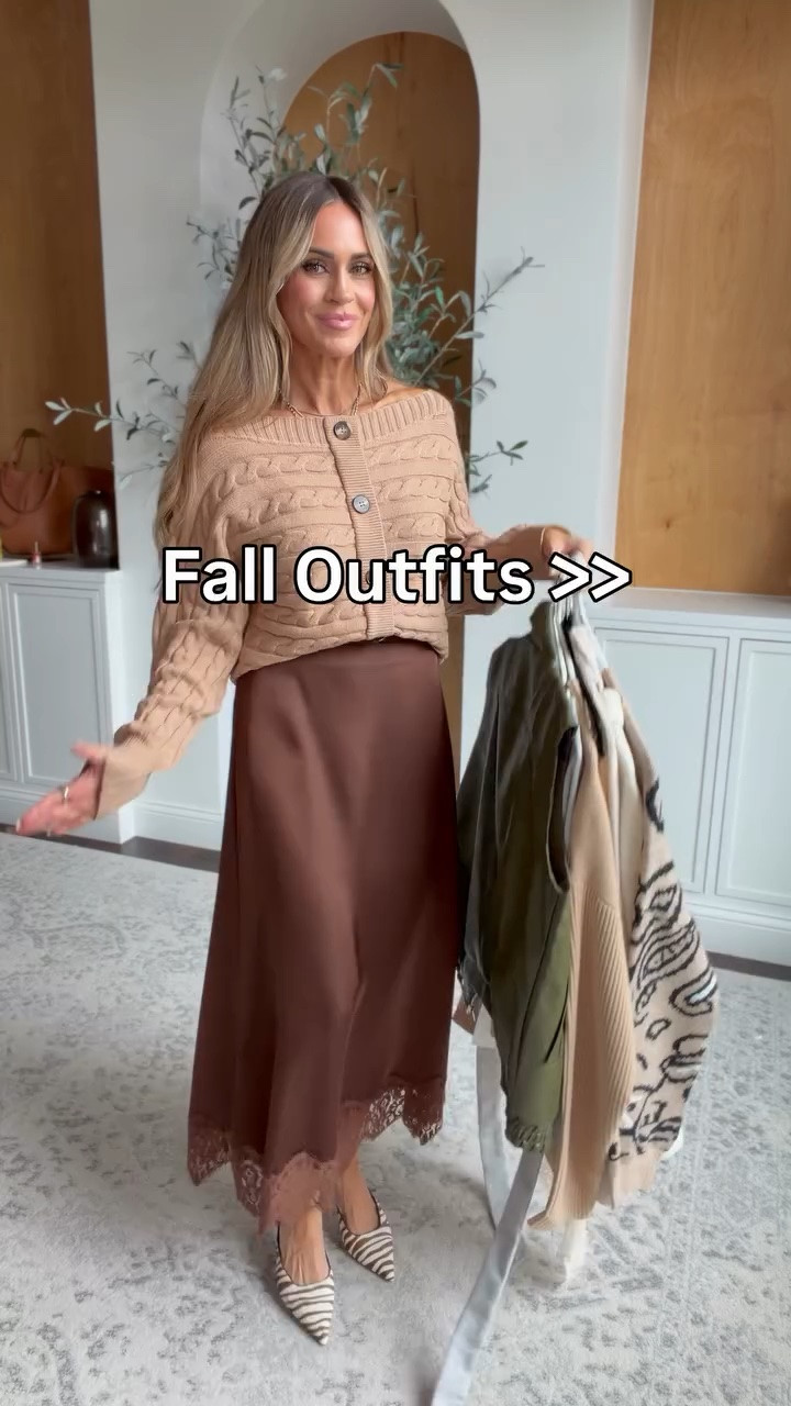 Fall outfit ideas - oversized sweaters with flowy skirts and knee high boots, the cutest oversized faux leather vest, the prettiest satin maxi skirt with lace trim, off shoulder sweaters, and more!

#falloutfitinspo #falloutfitideas

#LTKgrwm #LTKootd #LTKSeasonal