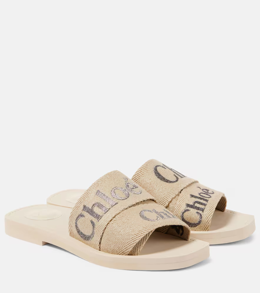 ChloÃ© Woody logo embroidered slides | Mytheresa (UK)