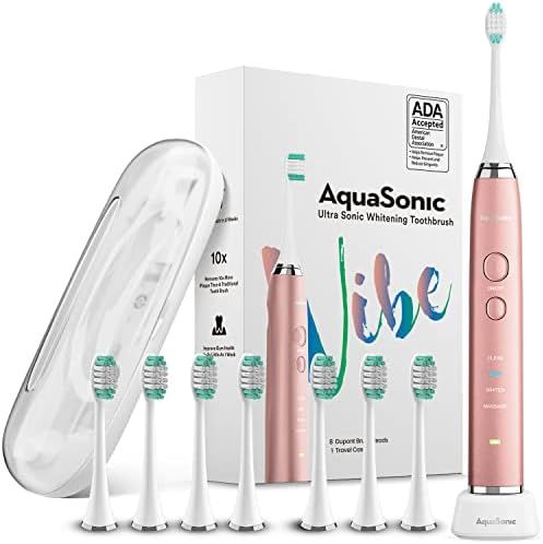 AquaSonic Vibe Series Ultra Whitening Toothbrush – ADA Accepted Electric Toothbrush - 8 Brush Heads  | Amazon (US)