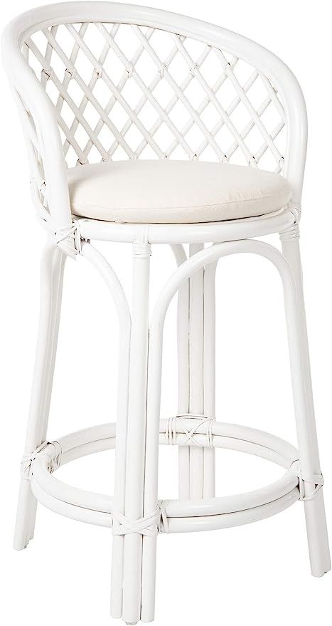 Kouboo Rattan Criss-Cross, White Kitchen Counter Stool, Height | Amazon (US)