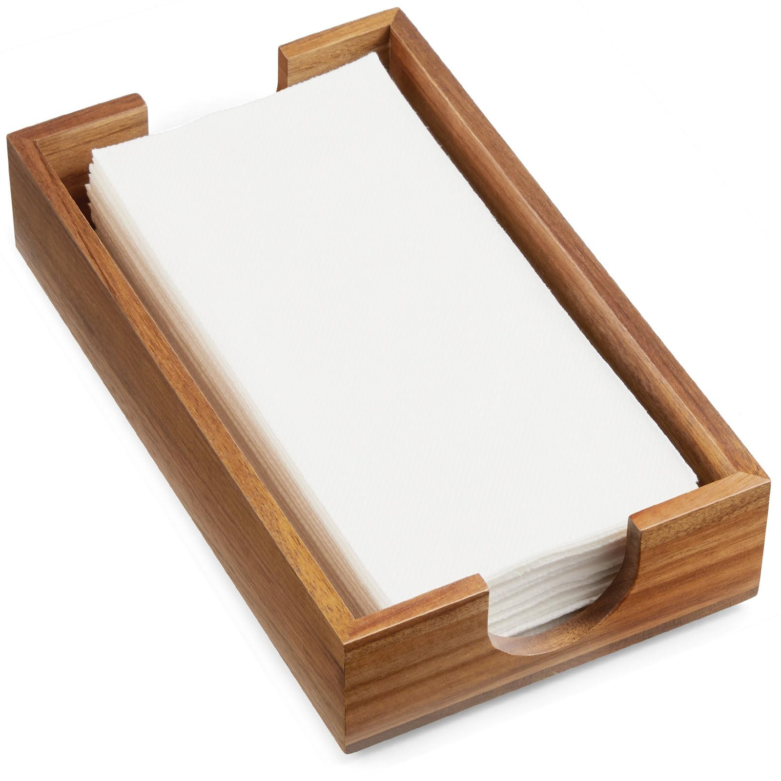 Napkin Holder for Bathroom, Acacia Wooden Guest Towel Holder Tray for Bathroom, Disposable Paper Hand Towel Holder for Bathroom Accessories, Dinner Napkin Holder for Kitchen Table Party | Amazon (US)