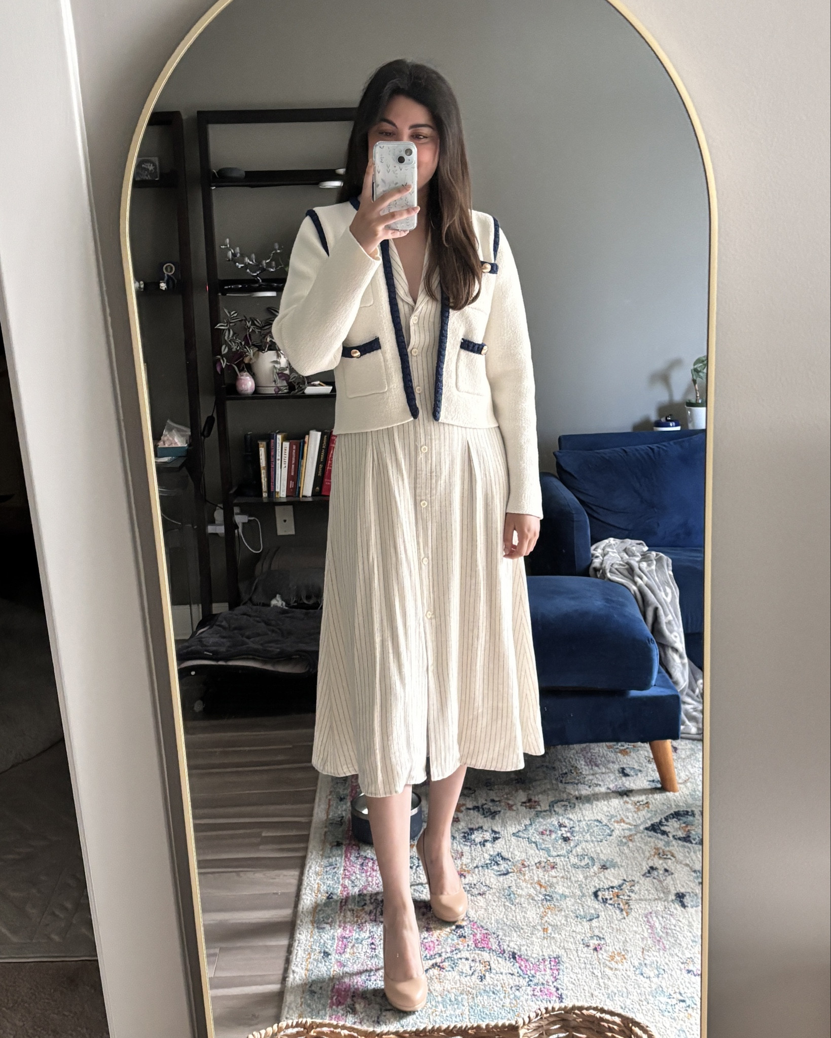 the length of this dress is perfect for work and it has pockets which is always a bonus. I love the stripes and it really does go with everything. the jacket over adds some color and also keeps me warm in my freezing office  

#LTKStyleTip #LTKFindsUnder100 #LTKWorkwear