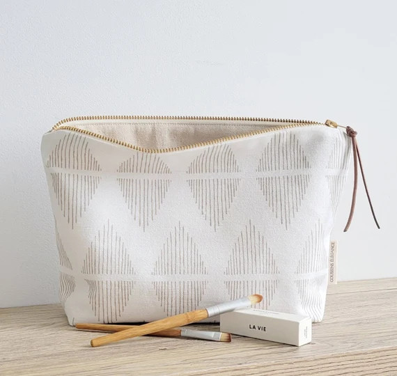 Minimalist Triangle Makeup Bag Modern Cosmetic Bag Neutral | Etsy | Etsy (US)