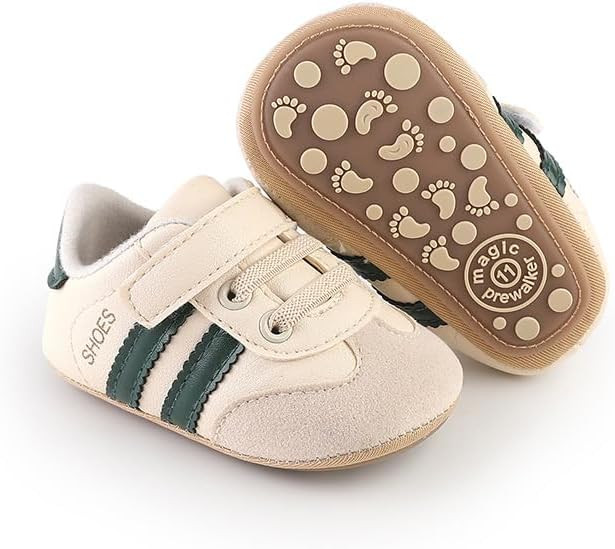 Newbron Baby Boys Girls Retro Sneakers Pu Leather Rubber Sole Walking Shoes Toddler Non-Slip Firs... | Amazon (US)