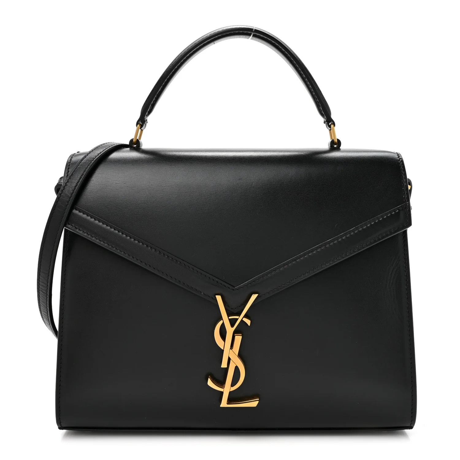 Smooth Calfskin Medium Classic Monogram Cassandra Top Handle Black | FASHIONPHILE (US)
