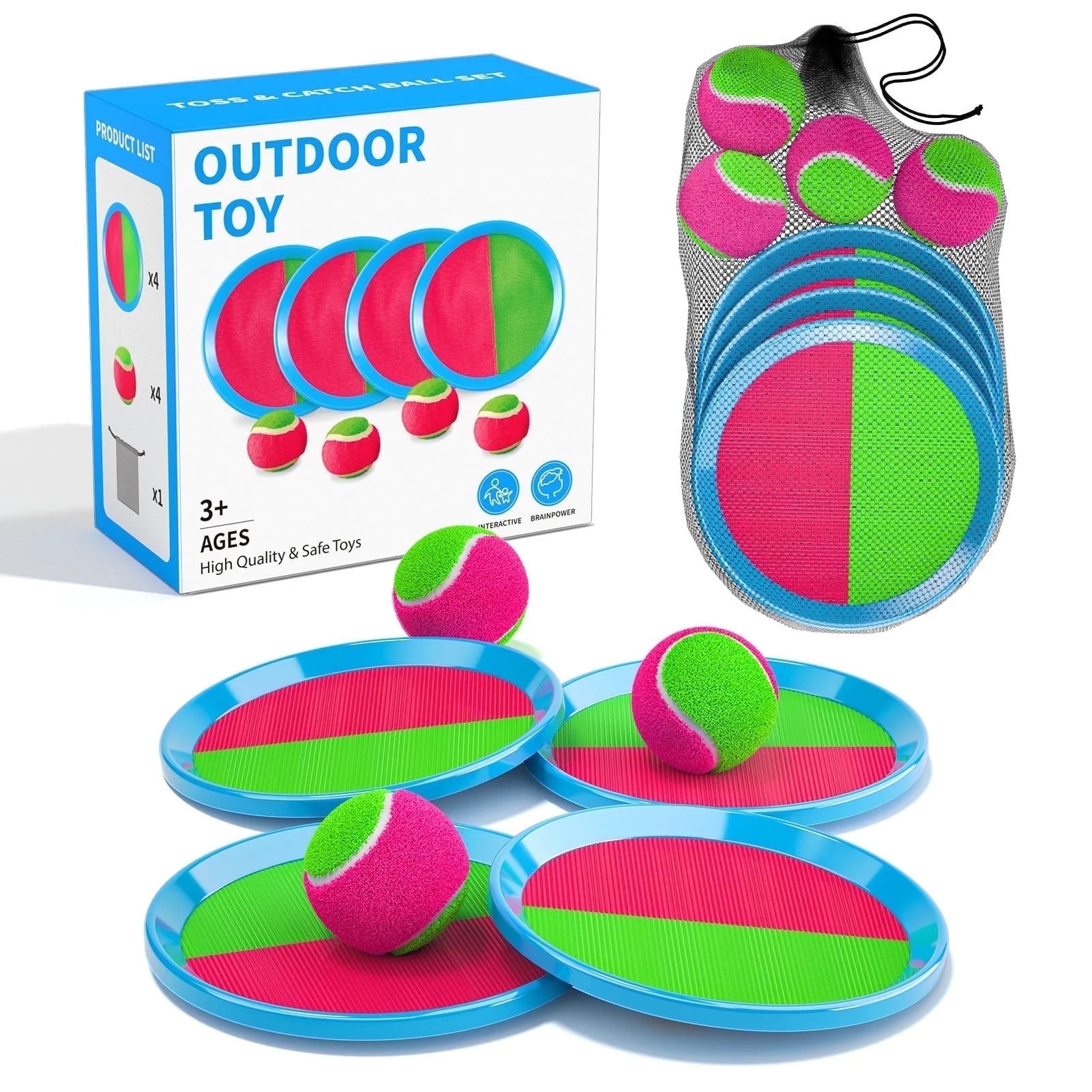Lucky Doug Toss and Catch Ball Toys, Sticky Velcro Ball Toys - Outdoor Play Games, Beach Toys, Ca... | Walmart (US)