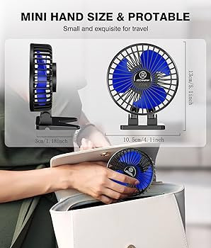 JZCreater USB Desk Fan, Mini Portable Fans, 3 Speeds Desktop Table Cooling Fan, Plug in Power, Ro... | Amazon (US)