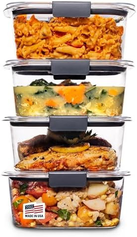 Rubbermaid Brilliance BPA Free Airtight Food Storage Containers with Lids, Set of 4 (4.7 Cup) Ide... | Amazon (US)