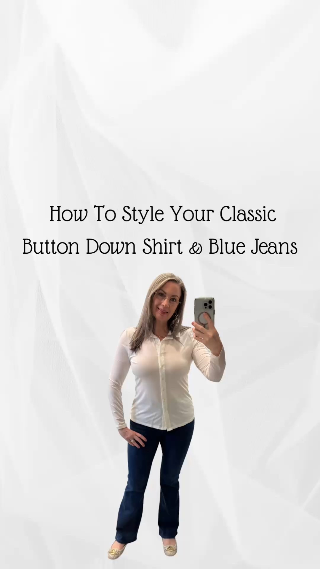 Here’s an example of how you can pull from your closet and go crazy changing it up. Start with the base of an ivory or white, button-down shirt, and a pair of blue jeans. This combination is a blank canvas that you can use to create looks you love. 
#restyle

#LTKStyleTip #LTKShoeCrush

#LTKSaleAlert #LTKGiftGuide #LTKCyberWeek #LTKmomlife