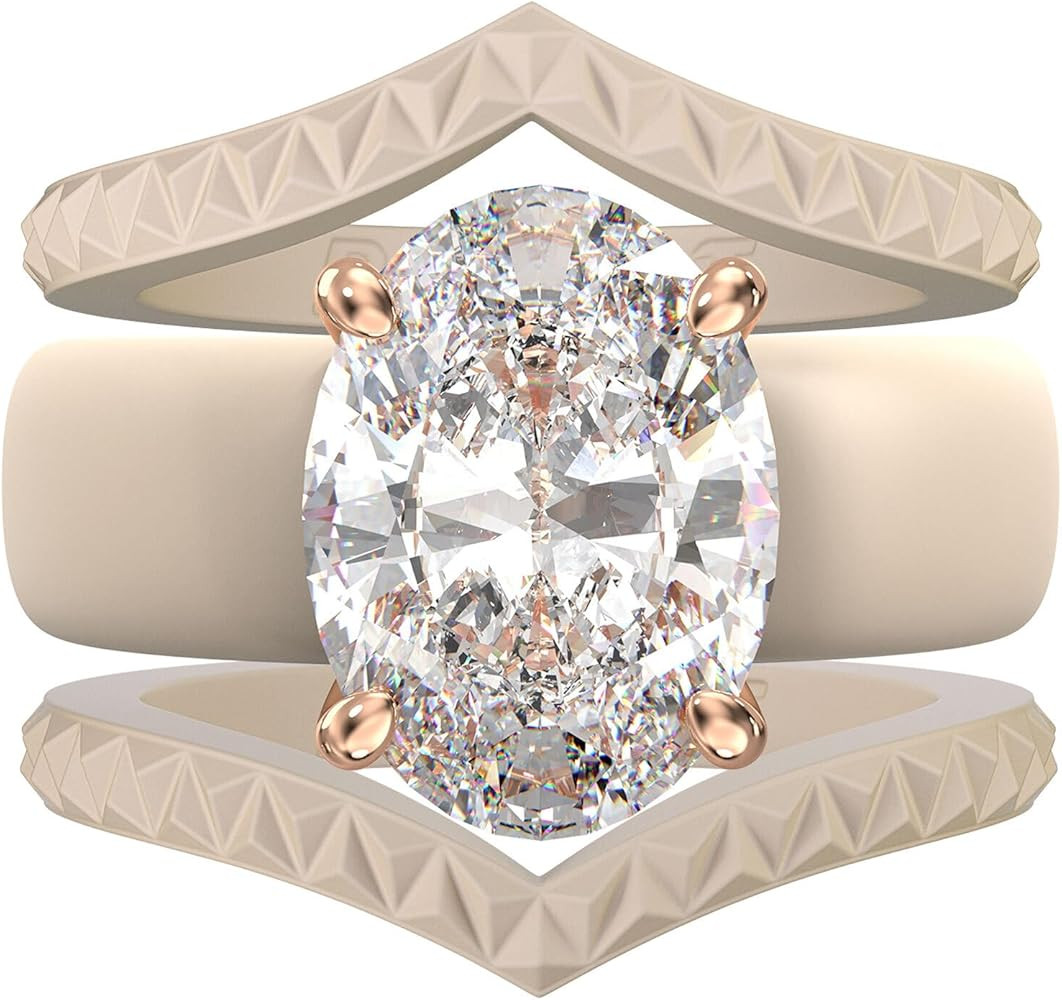 Rinfit Silicone Ring with Stone - Oval Cut Cubic Zirconia Solitaire Engagement Ring for Women - R... | Amazon (US)