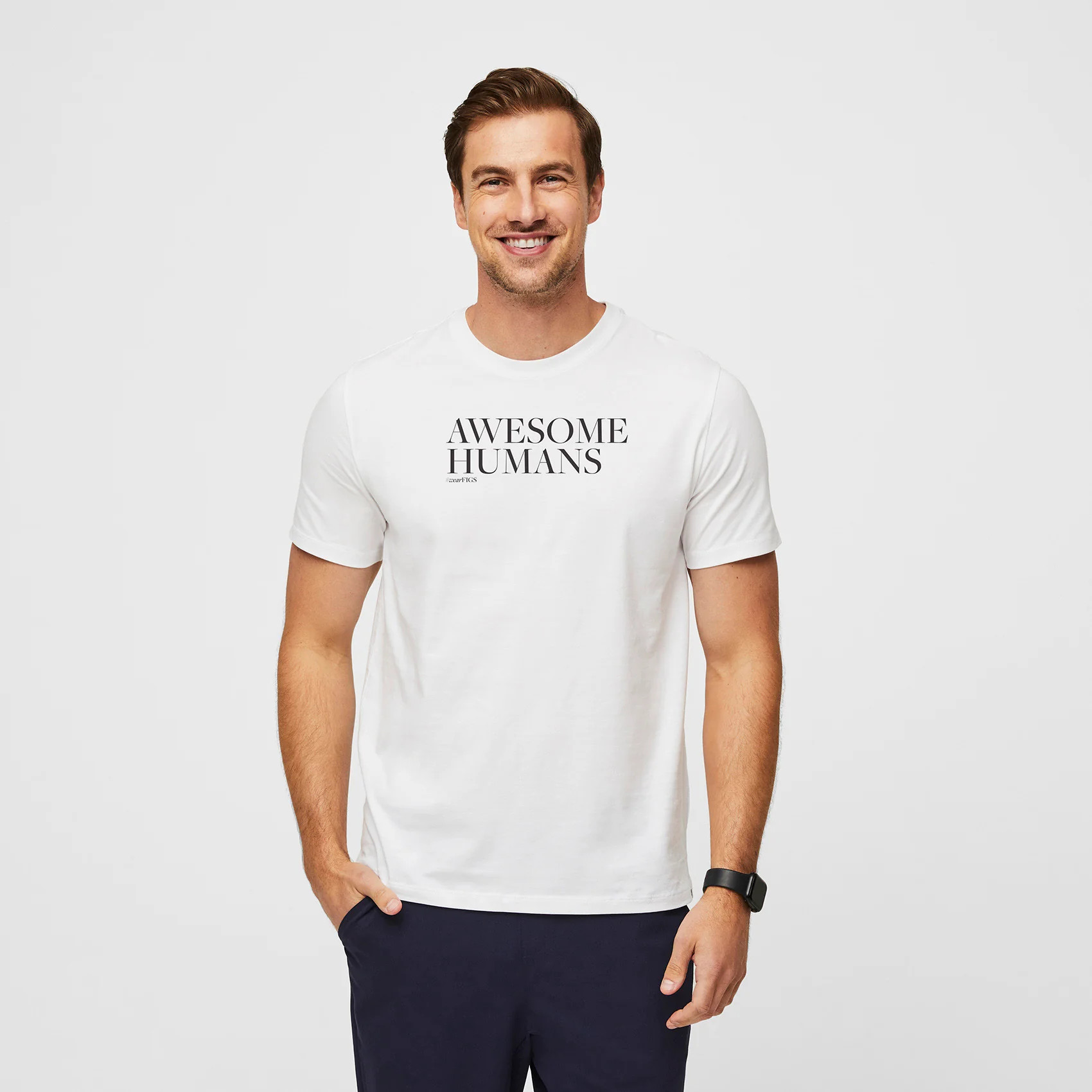 Awesome Humans Supersoft Shortsleeve Underscrub - White · FIGS | FIGS