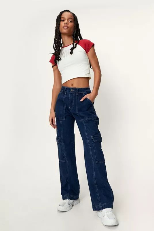 Petite Denim Utility Pocket Detail Jeans | Nasty Gal (US)