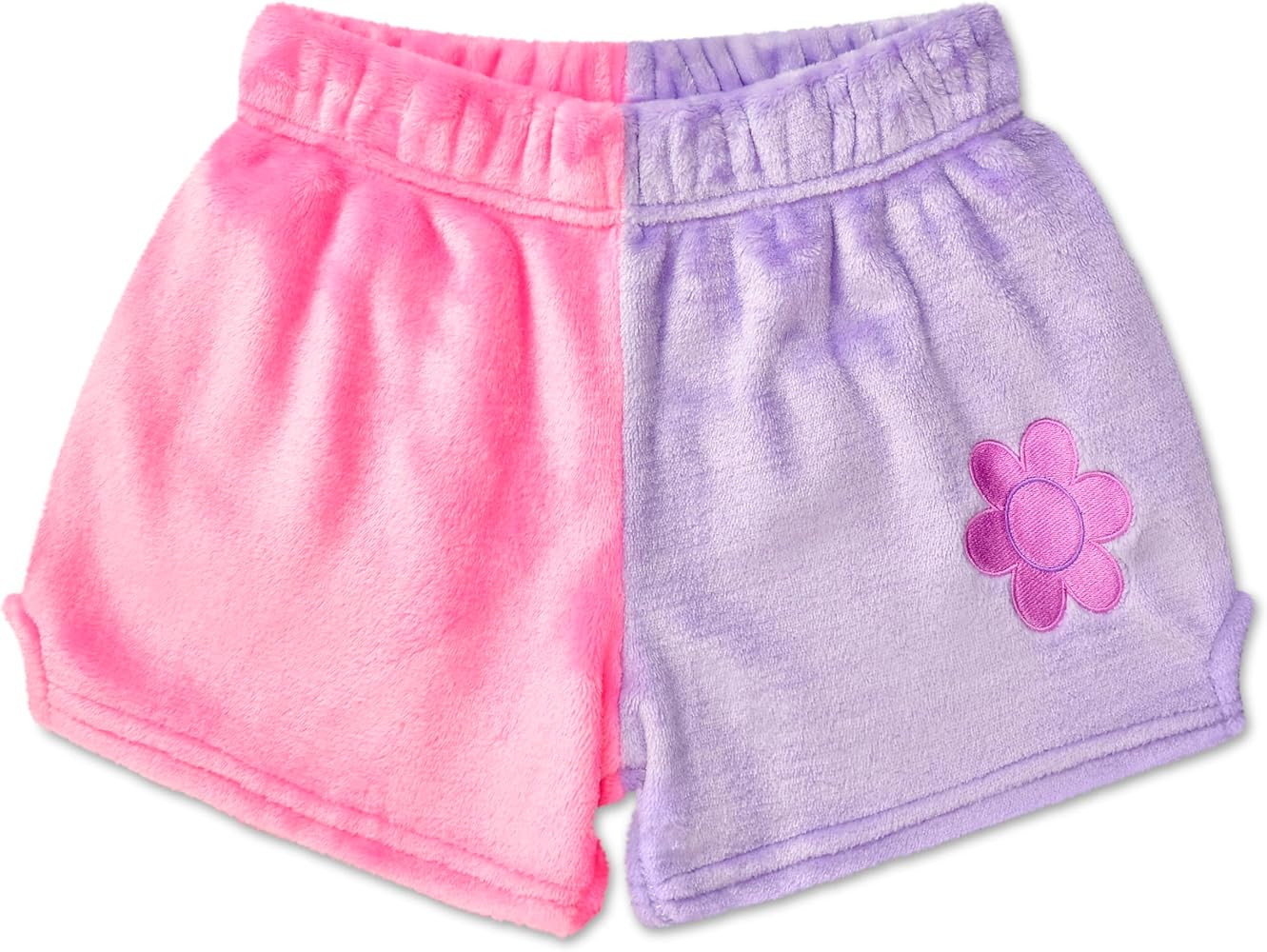 iscream Big Girls Silky Soft Embroidered Accent Plush Fleece Shorts - Pretty Color Block Collecti... | Amazon (US)