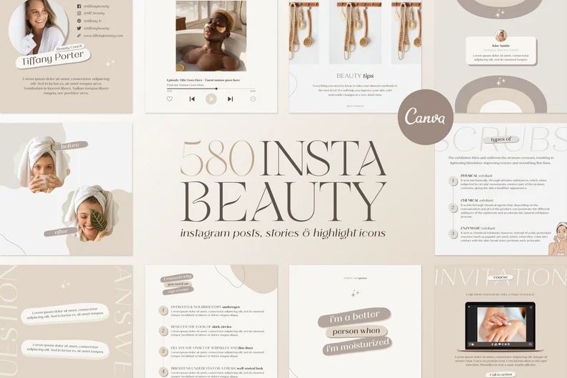 180 Natural Beauty Instagram Template. Beauty and Skincare Business Branding. Beauty Social Media... | Etsy (CAD)