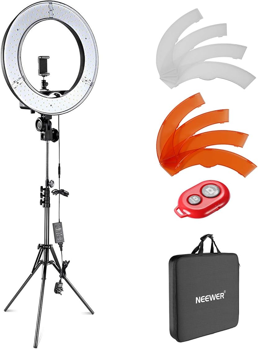 Neewer Camera Photo Video Lighting Kit: 48 centimeters Outer 55W 5500K Dimmable LED Ring Light Li... | Amazon (UK)