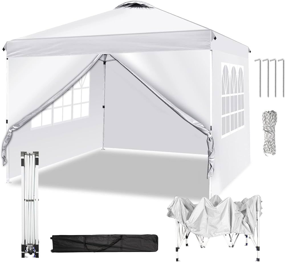 10'x10' Pop up Canopy Tent with Sidewalls, Heavy Duty Instant Outdoor Canopy with 2 Windows, Easy... | Amazon (US)