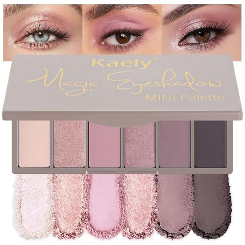 Kaely 6 Colors Mini Pink Eye Shadow Palette Makeup, Neutral Matte Shimmer Eyeshadow Palette for Older Women Highly Pigmented Waterproof, paleta de sombras de ojos, Vegan & Cruelty-free, 07 | Amazon (US)