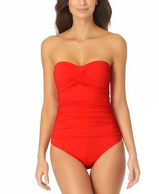 Twist-Front Ruched One-Piece Swimsuit | Macys (US)