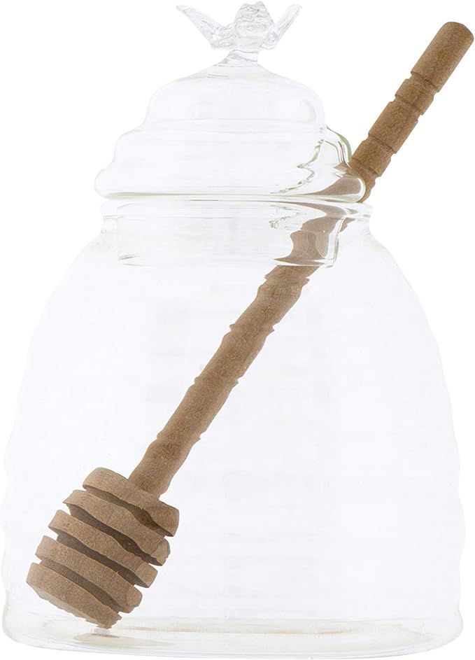 Creative Co-Op Clear Lid & Bamboo Dipper Honey Pot | Amazon (US)