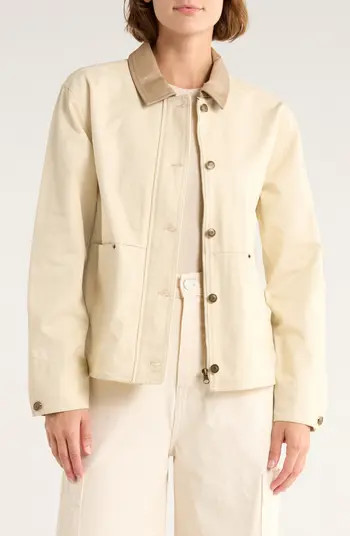 Thread & Supply Faux Leather Collar Cotton Barn Jacket | Nordstromrack | Nordstrom Rack