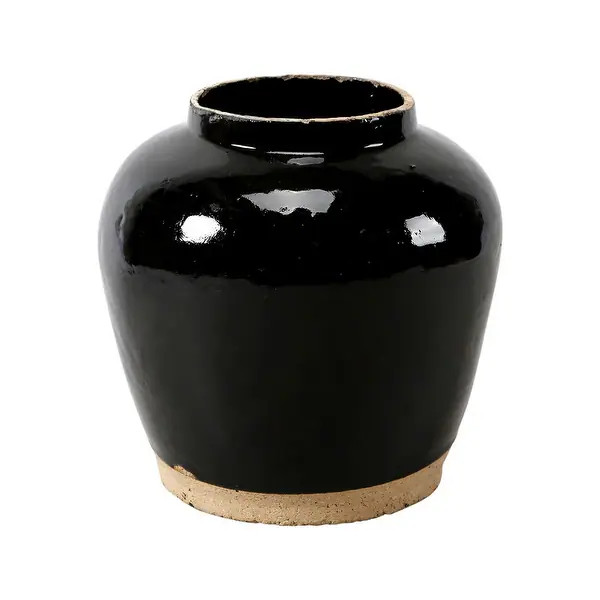 Artissance Vintage Glazed Obsidian Small Vase With Unfinished Base, 24 Inch Tall, Black (Size & F... | Bed Bath & Beyond
