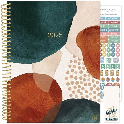 bloom daily planners 2025 (8.5" x 11") Calendar Year Day Planner (January 2025 - December 2025) - Weekly/Monthly Dated Agenda Organizer with Stickers & Tabs - Earthy Abstract, Green | Amazon (US)