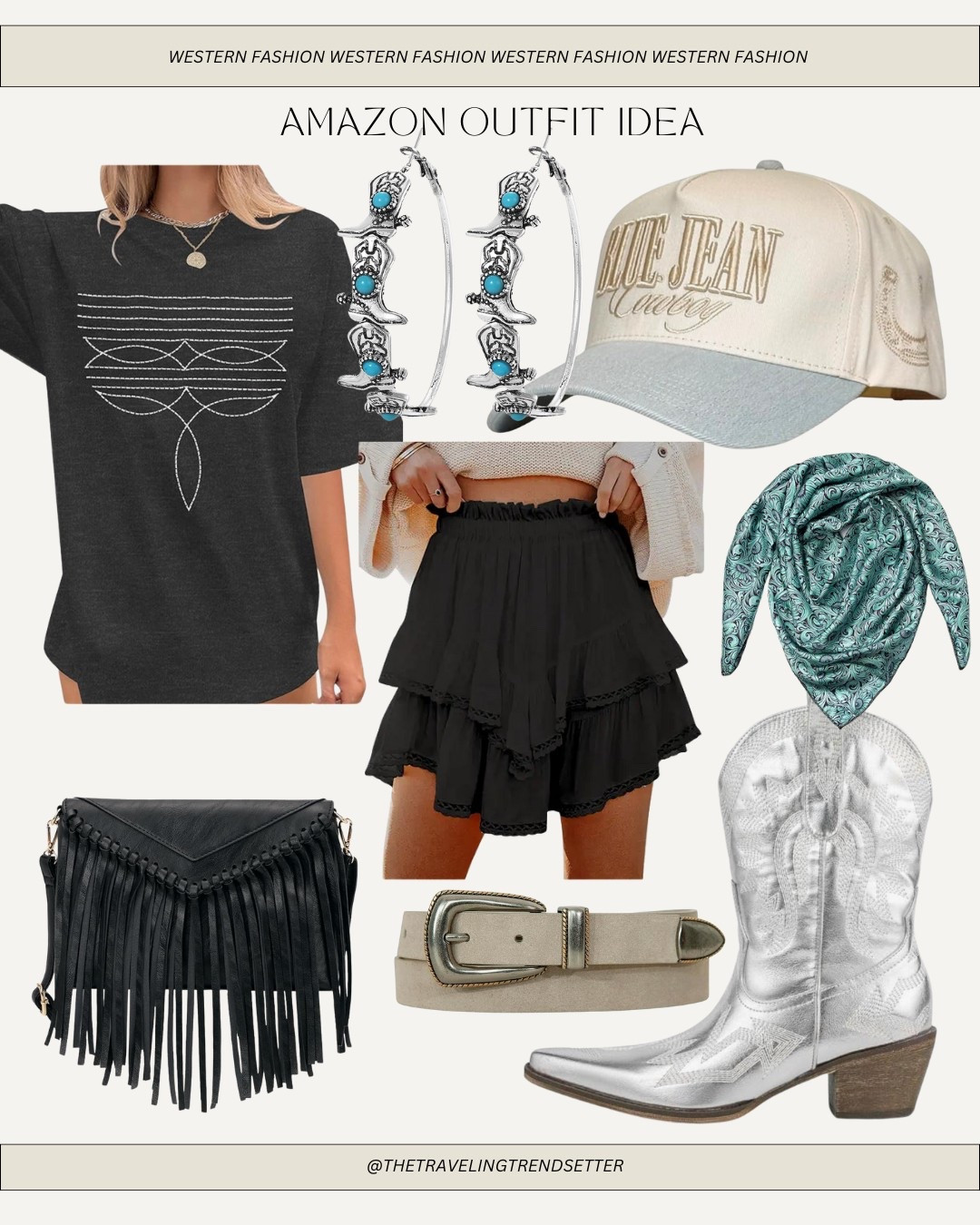 Amazon outfit idea - Amazon western fashion - Amazon - cowgirl boots - trucker hats - belt - bag - earrings 

#LTKFindsUnder100 #LTKStyleTip #LTKFindsUnder50