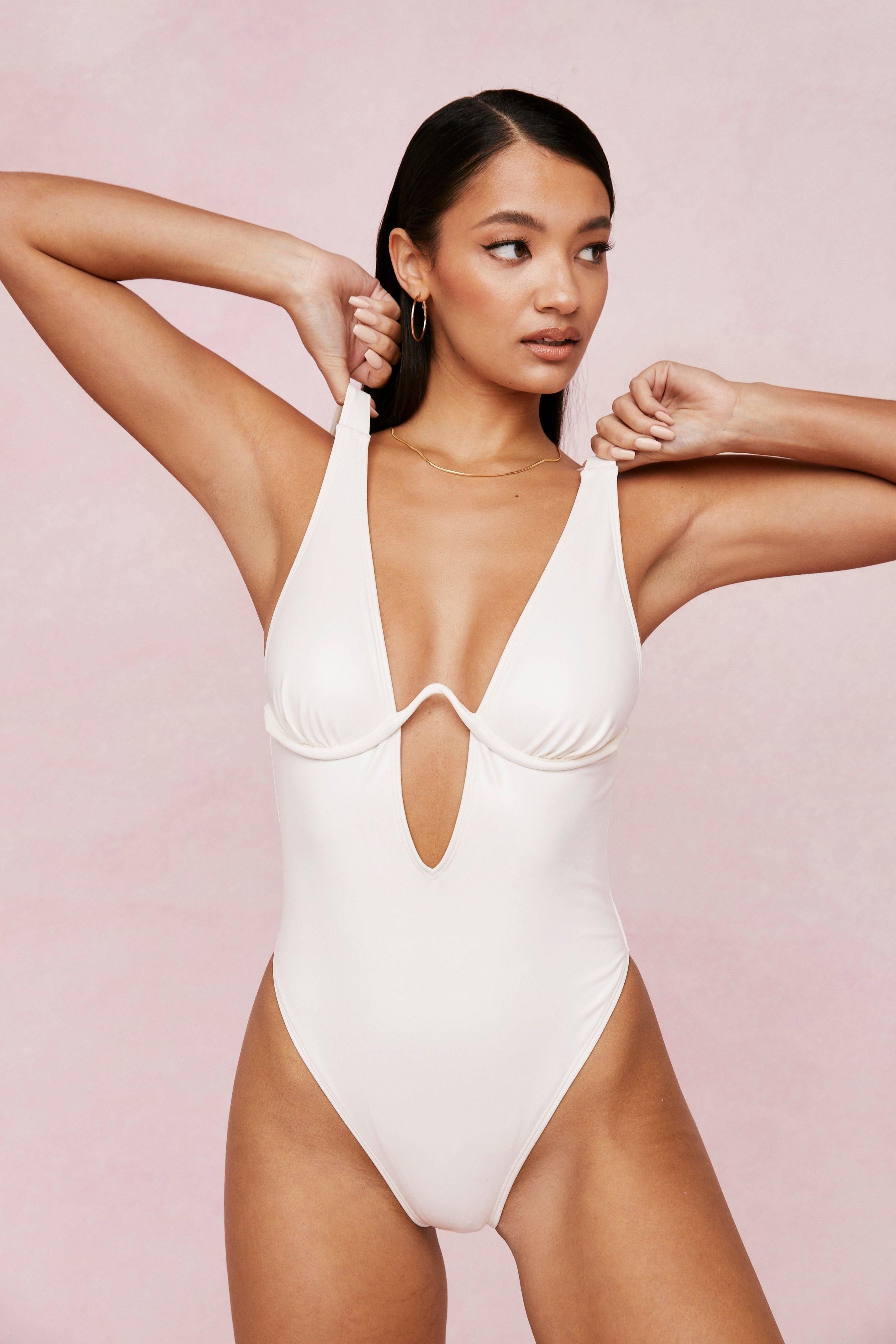 Coated Underwire Cut Out High Leg Swimsuit | NastyGal (US & CA)