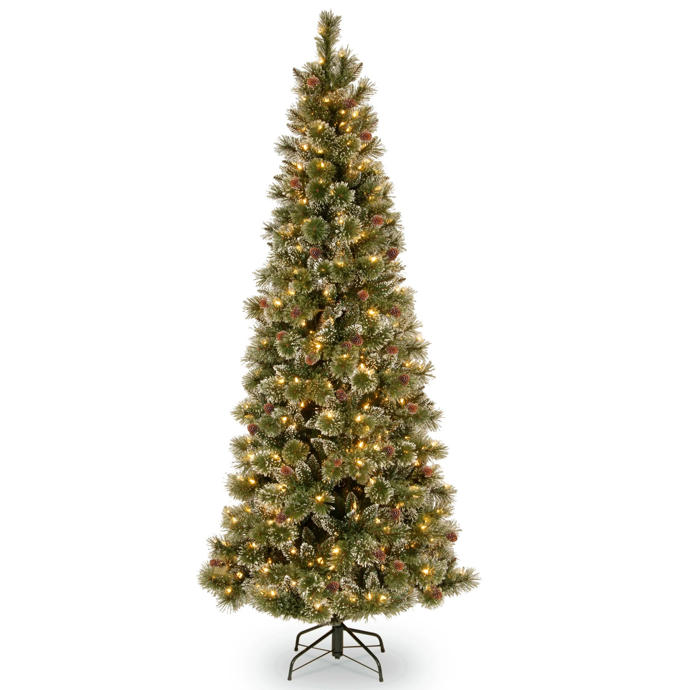 National Tree Company 7.5 ft. Glittery Bristle(R) Slim Pine Tree with Clear Lights | Walmart (US)