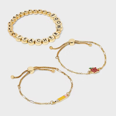 SUGARFIX by BaubleBar Teacher Mode Chain Bracelet Set 3pc - Gold | Target