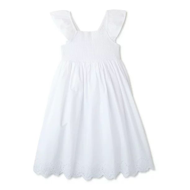 Wonder Nation Girls' Smocked Eyelet Dress, Sizes 4-18 & Plus - Walmart.com | Walmart (US)